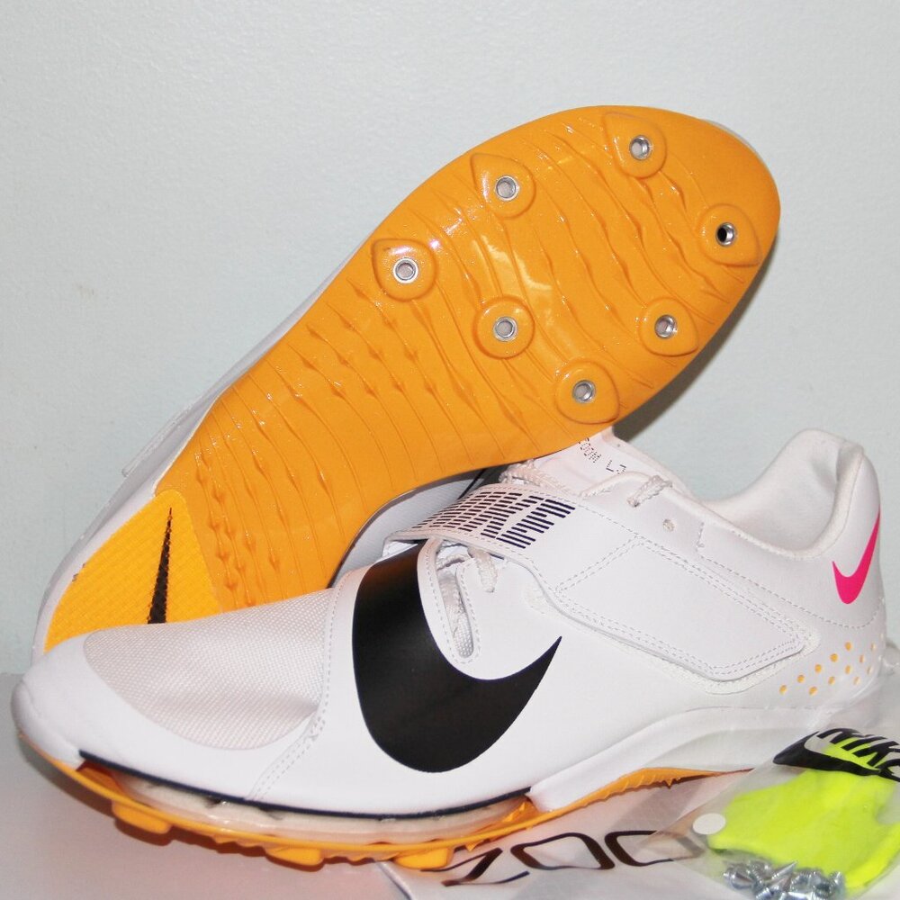 Nike Air Zoom Long Jump Elite Track Shoes Mens 11.5 White Pink Orange